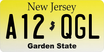 NJ license plate A12QGL