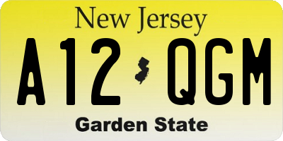 NJ license plate A12QGM