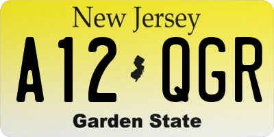NJ license plate A12QGR