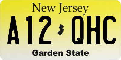 NJ license plate A12QHC
