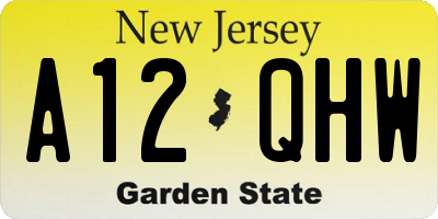 NJ license plate A12QHW