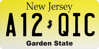 NJ license plate A12QIC
