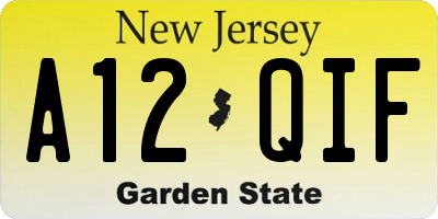 NJ license plate A12QIF