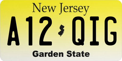 NJ license plate A12QIG