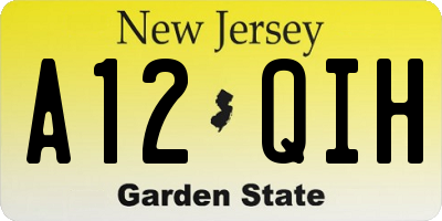 NJ license plate A12QIH