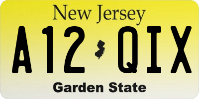 NJ license plate A12QIX