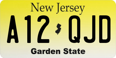 NJ license plate A12QJD