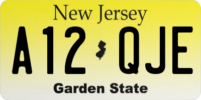NJ license plate A12QJE