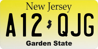 NJ license plate A12QJG