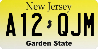 NJ license plate A12QJM