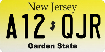 NJ license plate A12QJR