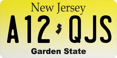 NJ license plate A12QJS