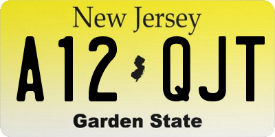 NJ license plate A12QJT