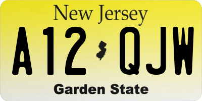 NJ license plate A12QJW