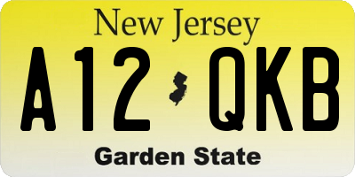 NJ license plate A12QKB