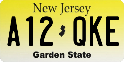 NJ license plate A12QKE