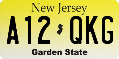 NJ license plate A12QKG