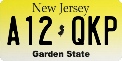 NJ license plate A12QKP