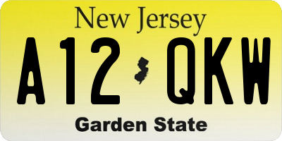 NJ license plate A12QKW