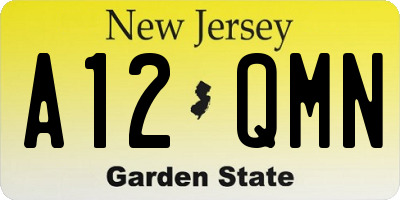 NJ license plate A12QMN