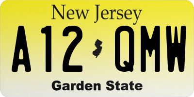 NJ license plate A12QMW
