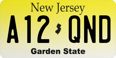 NJ license plate A12QND