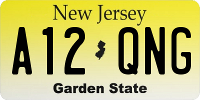 NJ license plate A12QNG