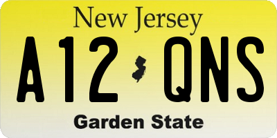 NJ license plate A12QNS
