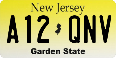 NJ license plate A12QNV
