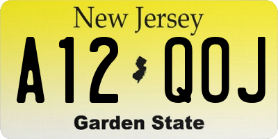 NJ license plate A12QOJ