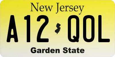 NJ license plate A12QOL