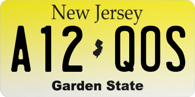 NJ license plate A12QOS
