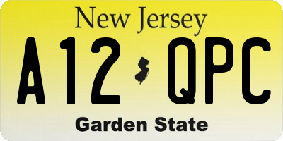 NJ license plate A12QPC