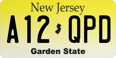 NJ license plate A12QPD
