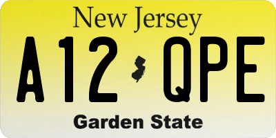 NJ license plate A12QPE