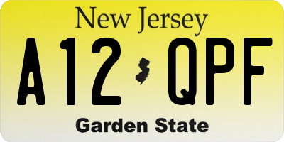 NJ license plate A12QPF