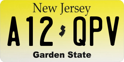 NJ license plate A12QPV