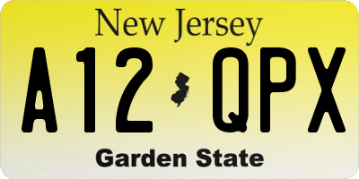 NJ license plate A12QPX
