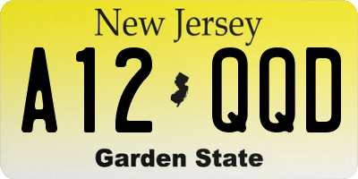 NJ license plate A12QQD