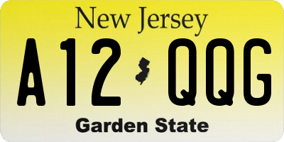 NJ license plate A12QQG