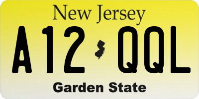 NJ license plate A12QQL