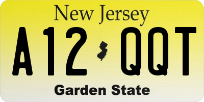 NJ license plate A12QQT