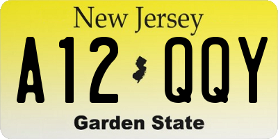 NJ license plate A12QQY