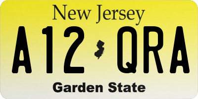 NJ license plate A12QRA