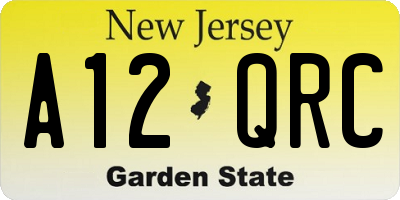 NJ license plate A12QRC