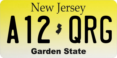 NJ license plate A12QRG