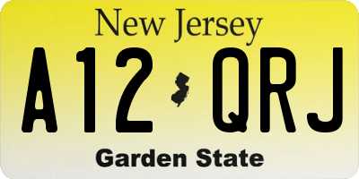 NJ license plate A12QRJ
