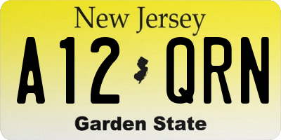 NJ license plate A12QRN