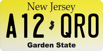 NJ license plate A12QRO