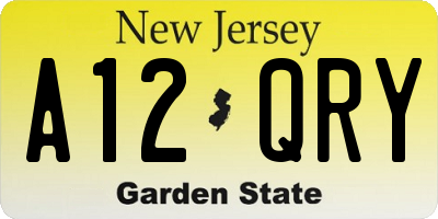 NJ license plate A12QRY